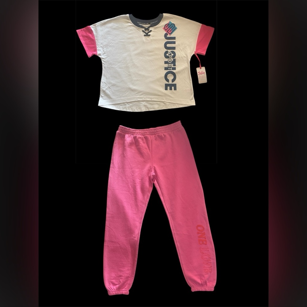 NWT💕outfit Justice Top and Pink Sweatpants
